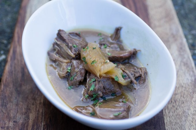 Pressure Cooker Beer Braised Steak with Onions