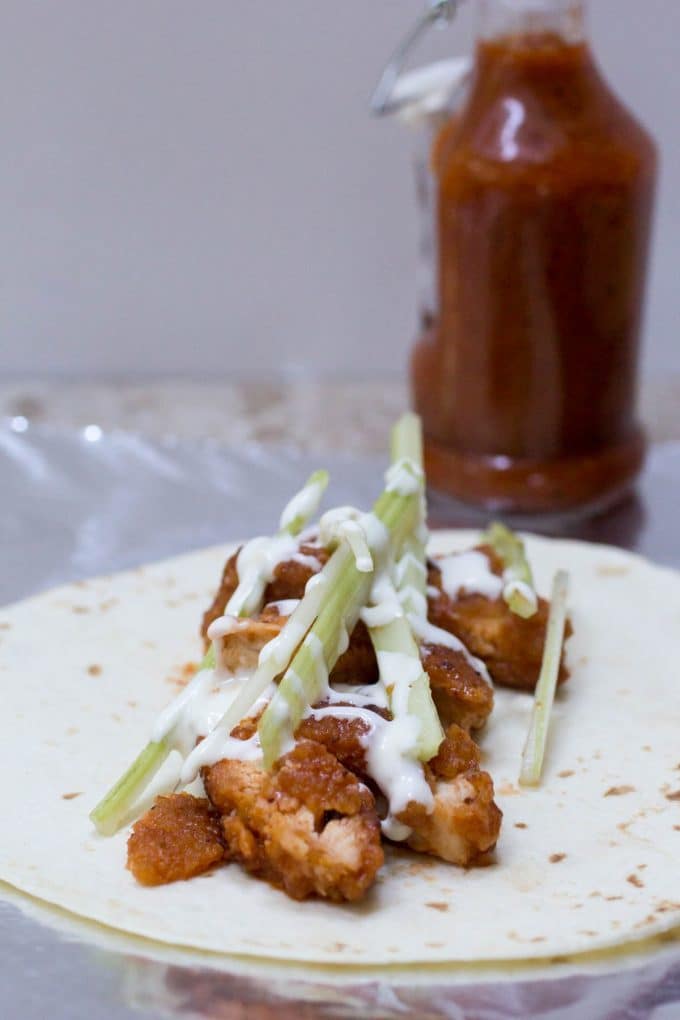 Bloody Mary Buffalo Chicken Wraps