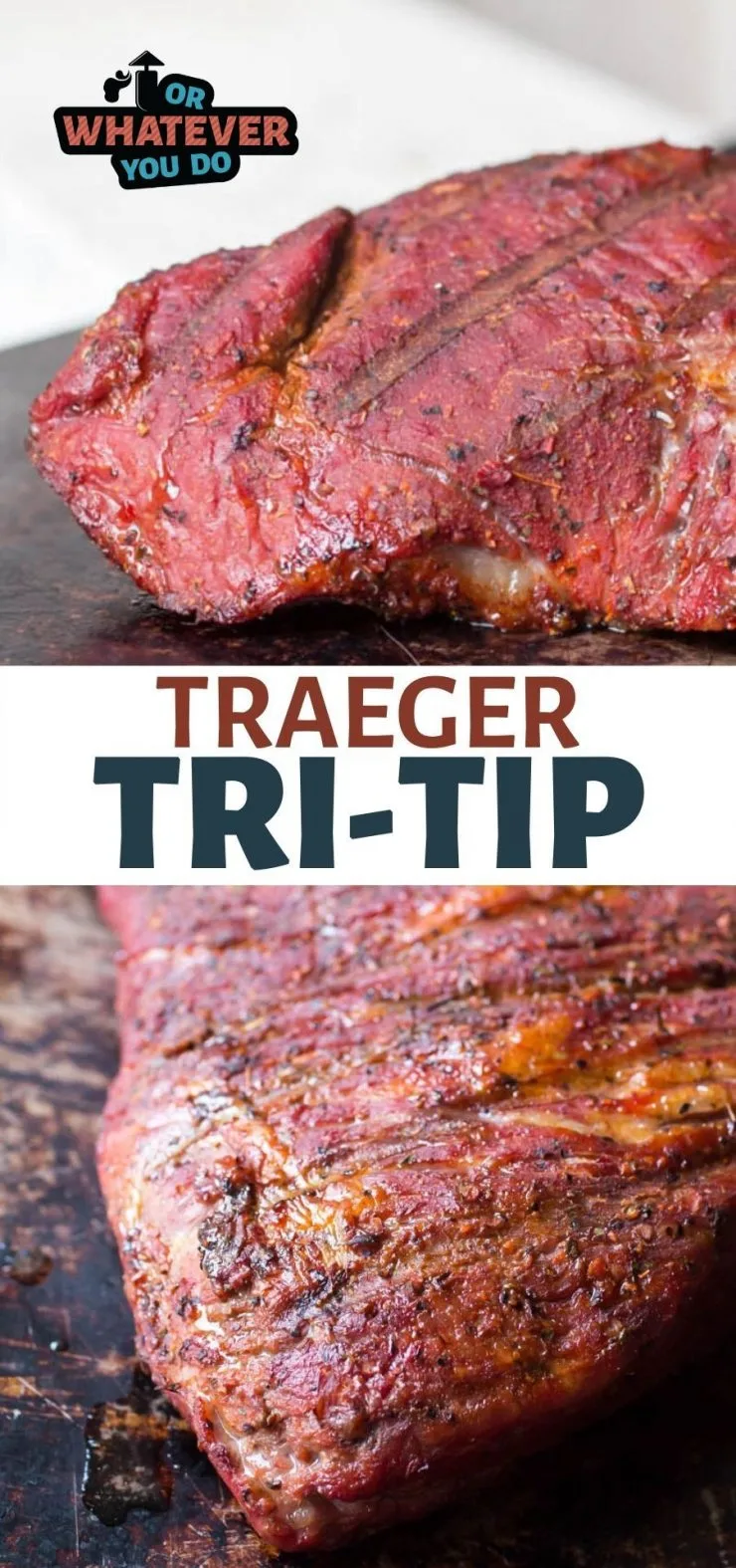 Traeger Tri Tip graphic with text that says Traeger Tri Tip