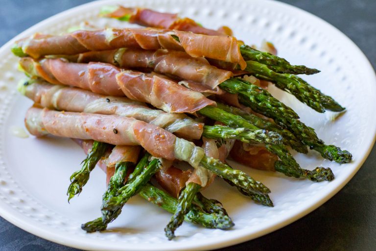 Traeger Grilled Prosciutto Asparagus Pellet grill appetizer from OWYD