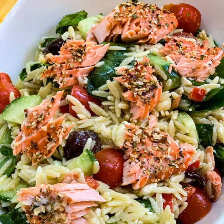 Salmon Orzo Greek Pasta Salad