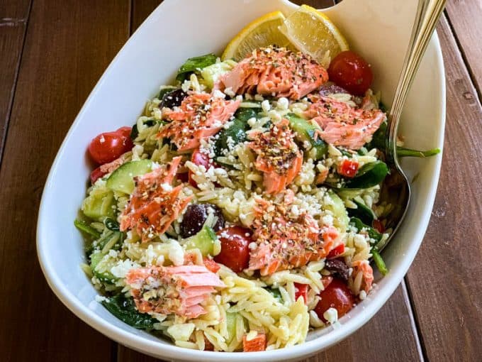 Salmon Orzo Greek Pasta Salad