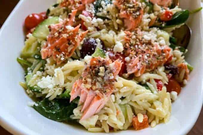 Salmon Orzo Greek Pasta Salad