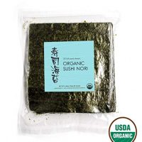 Organic Sushi Nori Premium Roasted Seaweed with FREE 9inx 9in bamboo mat, 4.94 oz (50 Sheets) (50 Sheets with 1 Bamboo Mat)