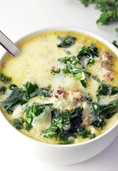 Zuppa Toscana Soup with a spoon in a bowl