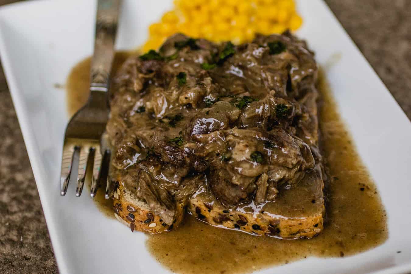 Shredded Steak and Gravy on Toast Easy Instant Pot Comfort Food Recipe