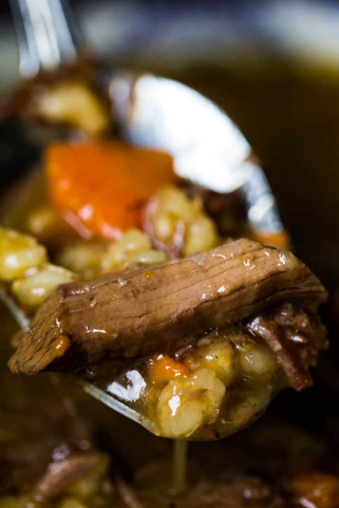 Beef Barley Soup with Prime Rib