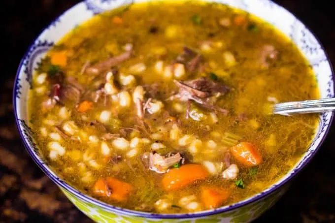 Beef Barley Soup with Prime Rib