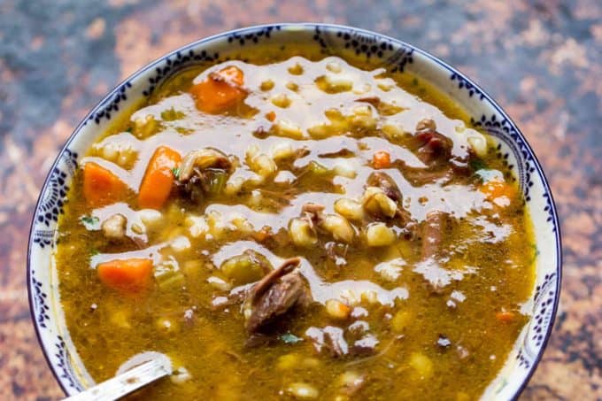 Beef Barley Soup with Prime Rib