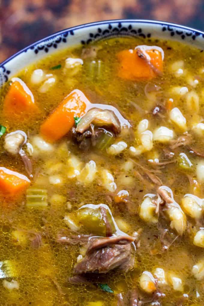 Beef Barley Soup with Prime Rib