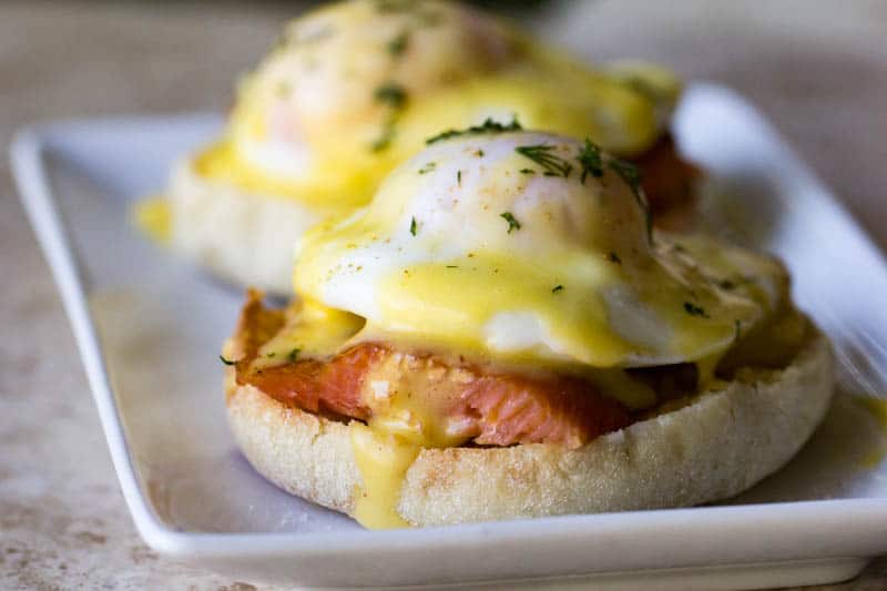 Traeger Smoked Salmon Eggs Benedict Poached eggs and hollandaise