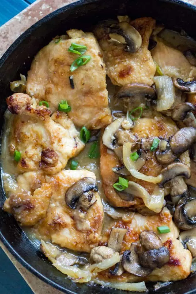 Traeger White Wine Chicken and Mushrooms