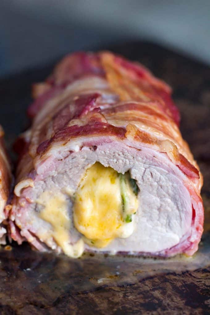 Traeger Smoked Stuffed Pork Tenderloin | Easy bacon-wrapped tenderloin