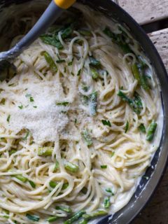 One-Pot Parmesan Noodles with Asparagus