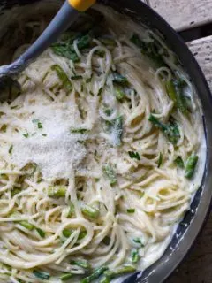 One-Pot Parmesan Noodles with Asparagus