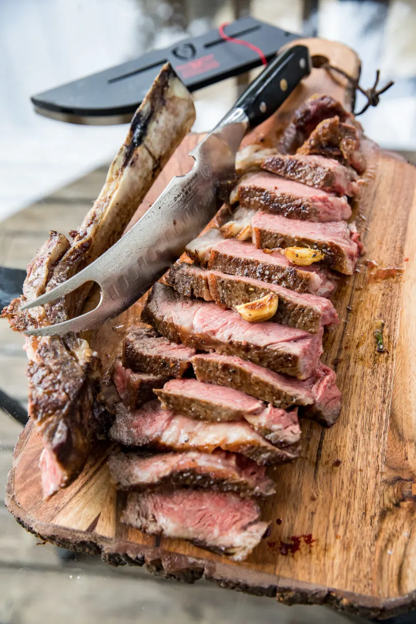 T-BONE STEAK AND SHRIMP ON THE BLACKSTONE E-SERIES INDOOR GRIDDLE! 