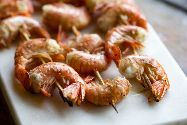 Traeger Grilled Spot Prawn Skewers