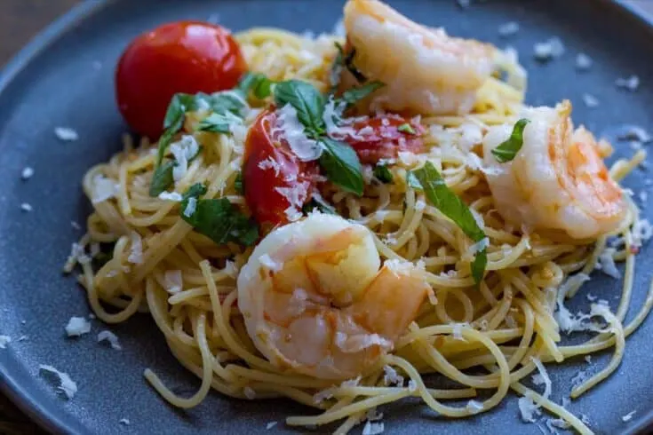 Shrimp Pasta with Tomatoes and Basil