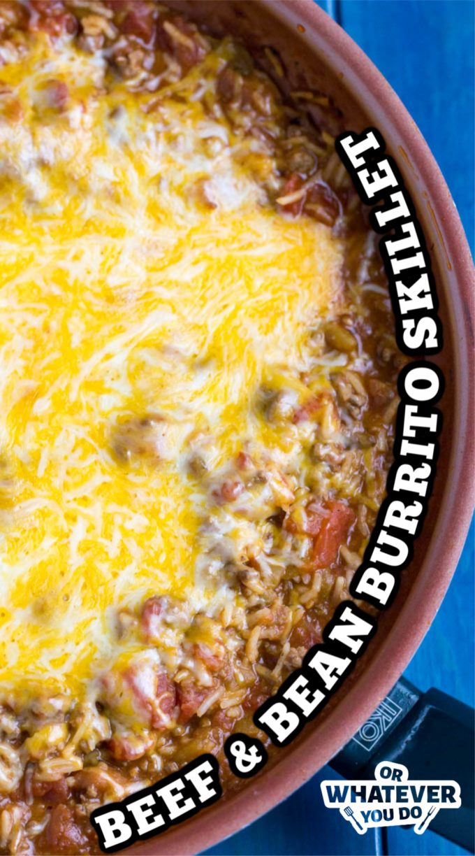 beef and bean burrito skillet in a pan