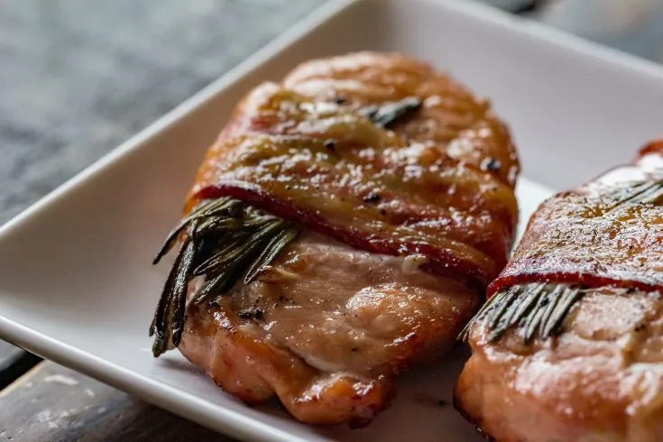 Bacon-Wrapped Pork Chop with Rosemary