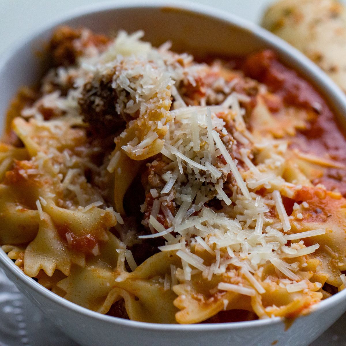 Farfalle and Meat Sauce
