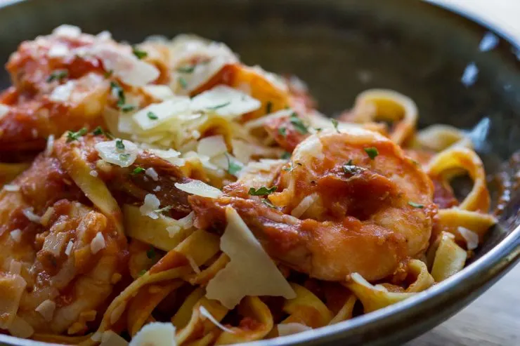 Shrimp Marinara close-up