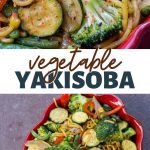 Vegetable Yakisoba photos with text that says vegetable yakisoba