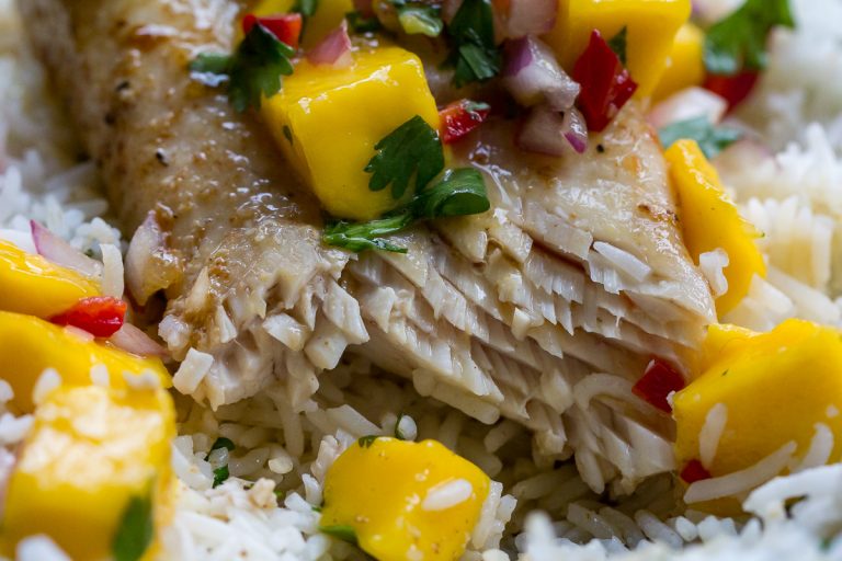 Cobia Recipe with Mango Salsa - Easy white fish recipe