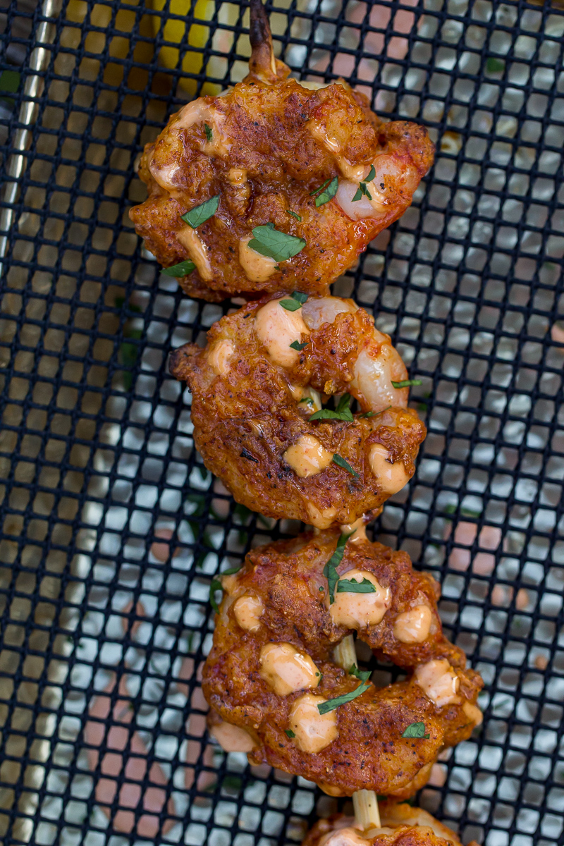 Traeger Spicy Fried Shrimp Pellet grill appetizer recipe OWYD