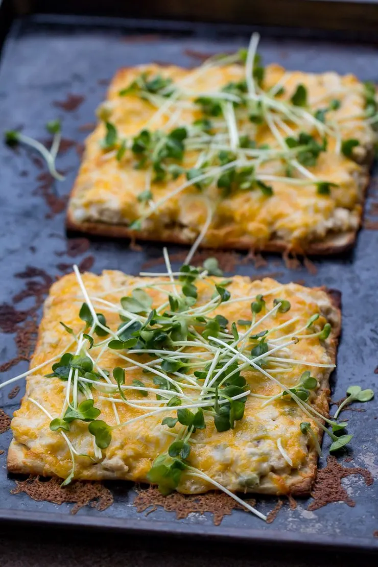 Traeger Tuna Melt Flatbreads