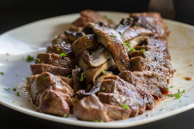 Blackstone Sirloin Cap Steak with Marinated Mushrooms