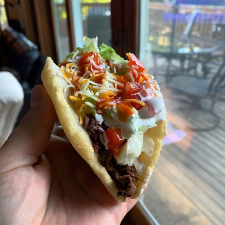 Smoked Shredded Beef Puffy Tacos