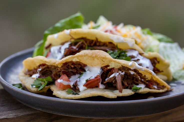 Puffy Tacos with Smoked Tequila Lime Shredded Beef