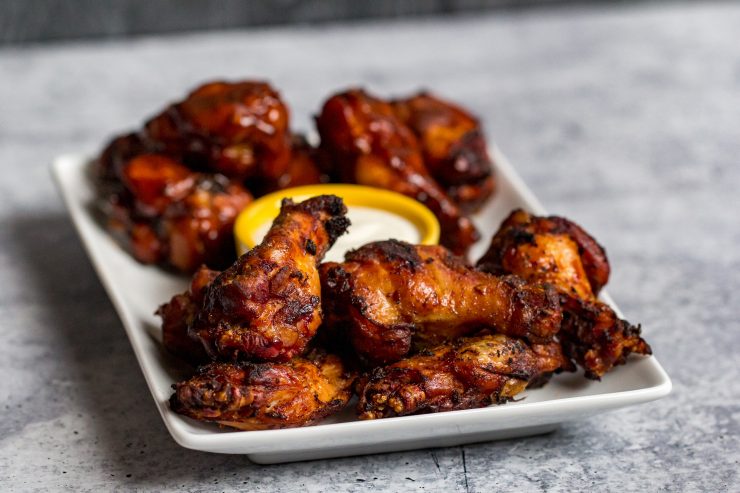 Smoked and Fried Mango Chipotle Chicken Wings