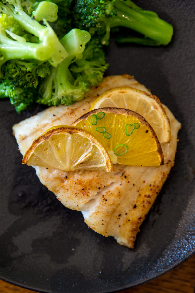 Broiled Lingcod with lemon