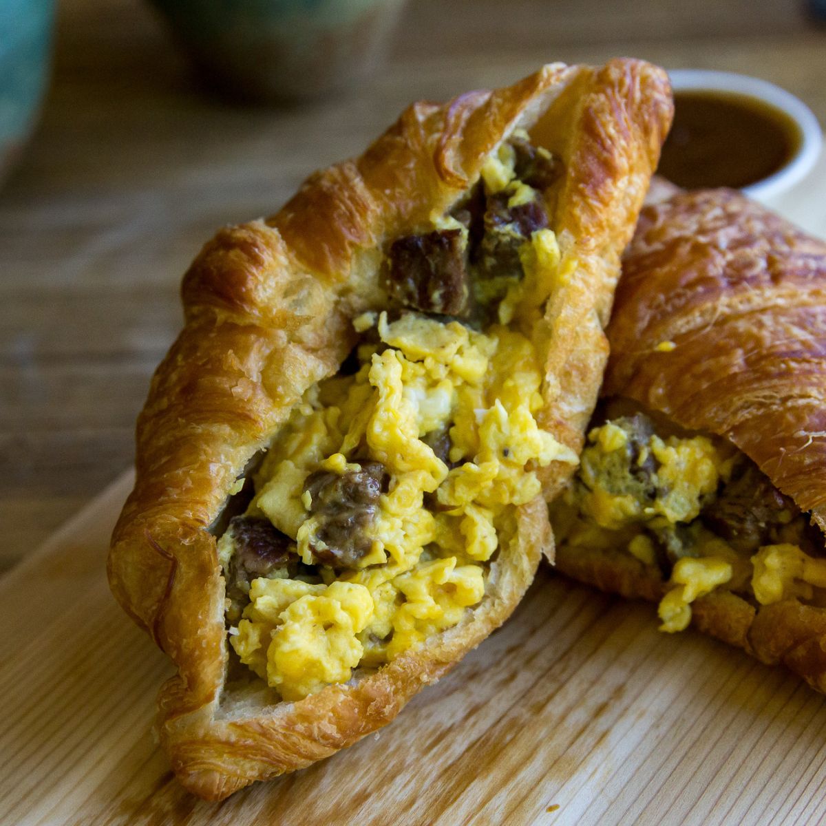 Stuffed Breakfast Croissant with Steak