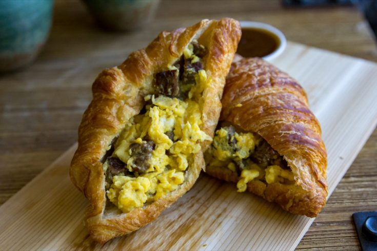 Stuffed Breakfast Croissant with Steak