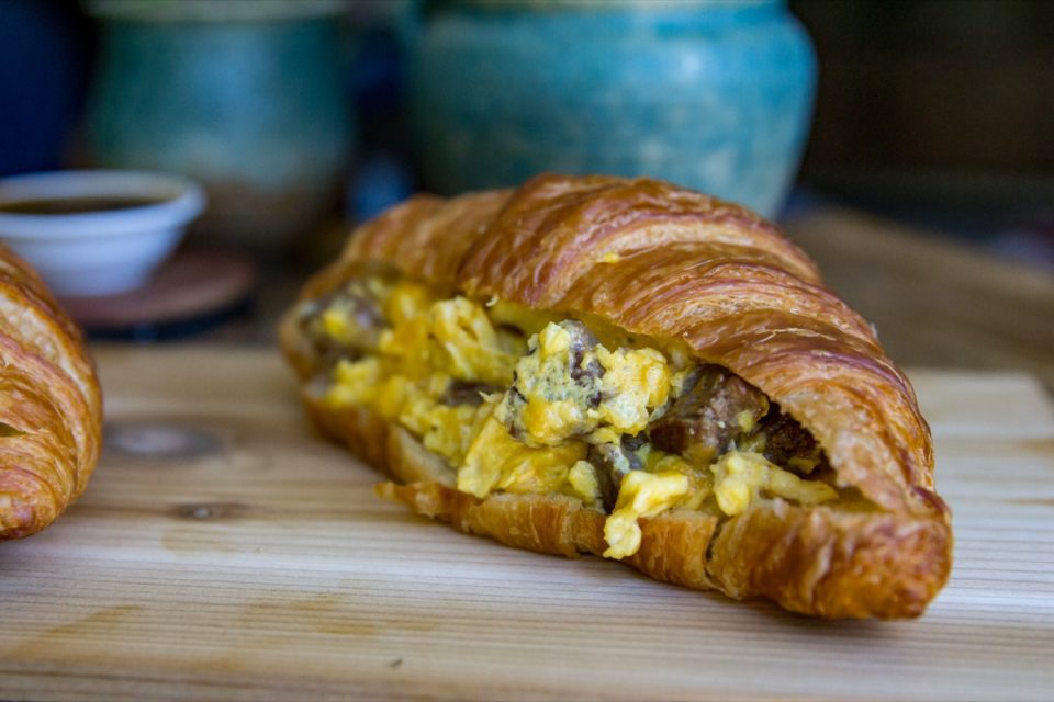 Stuffed Breakfast Croissant with Steak Or Whatever You Do