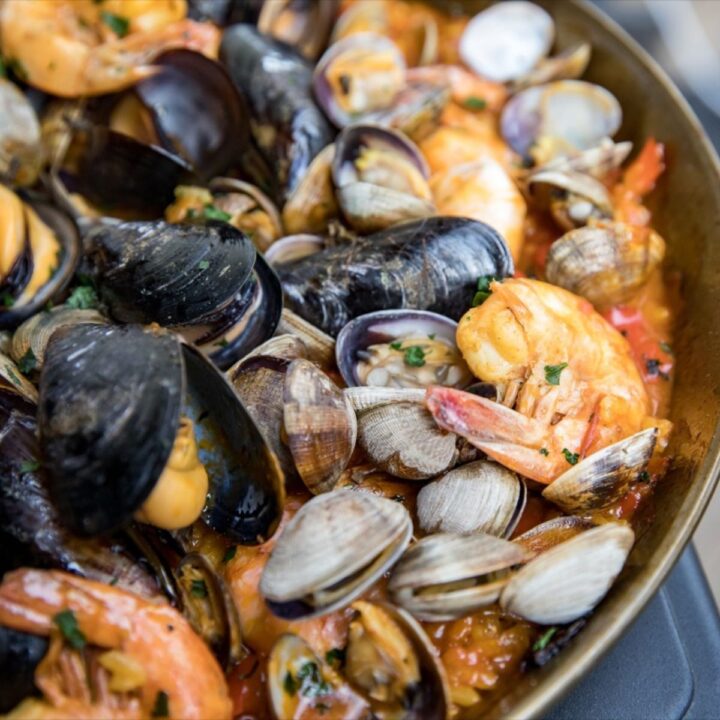 Pellet Grill Seafood Paella