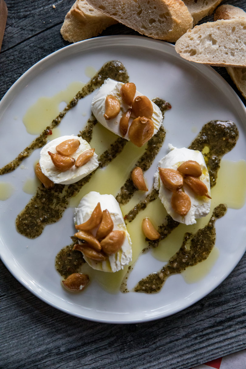 Smoked Garlic Goat Cheese with Chimichurri