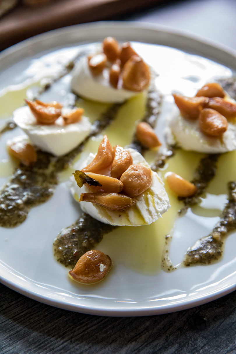 Smoked Garlic Goat Cheese with Chimichurri