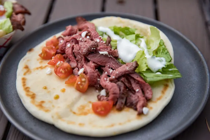 Smoked Sliced Beef & Bleu Cheese Pita Wraps