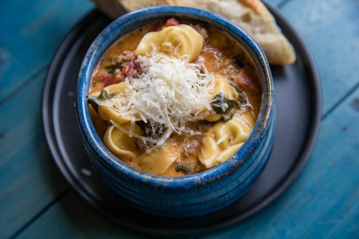 Traeger Creamy Sausage and Tortellini Soup