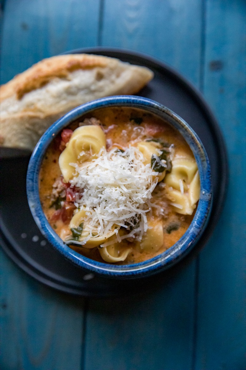 Traeger Creamy Sausage and Tortellini Soup