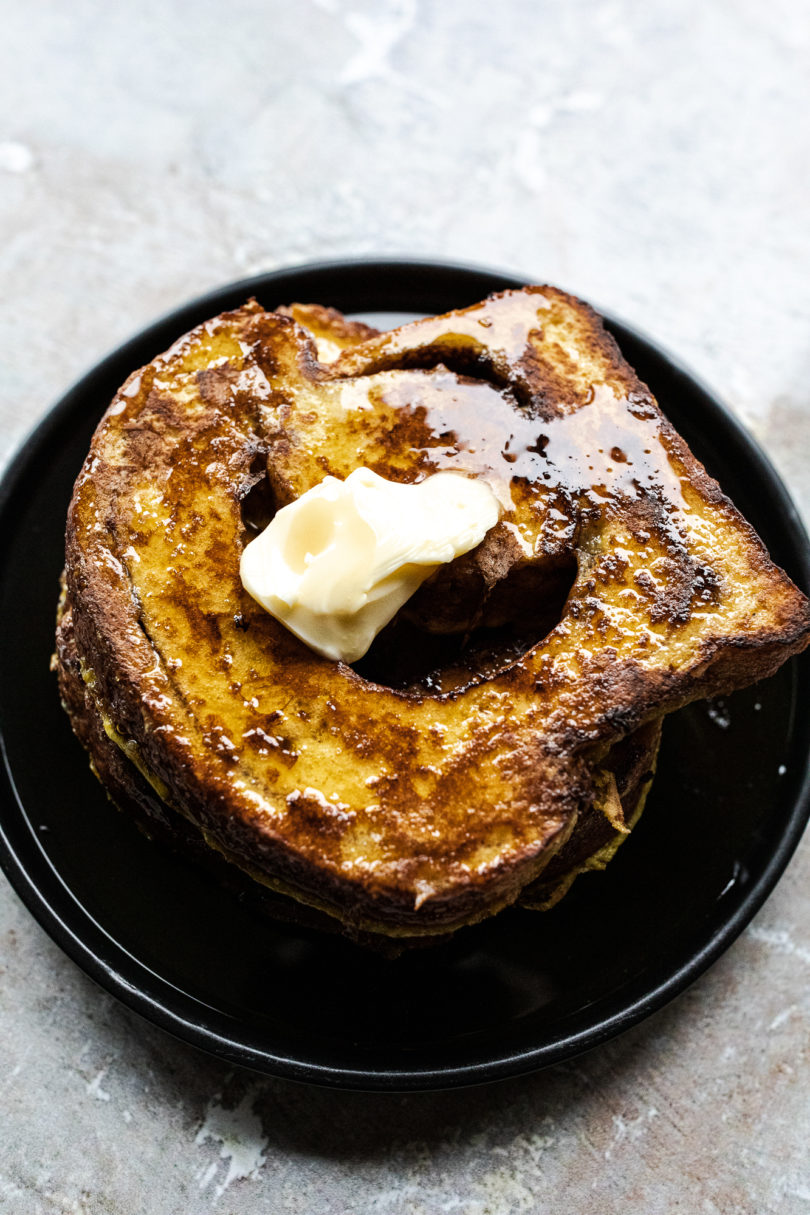 Blackstone French Toast on a black plate