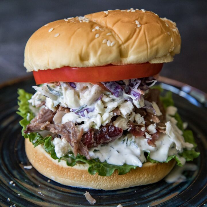 Traeger Gyro Sandwich with Tzatziki Coleslaw