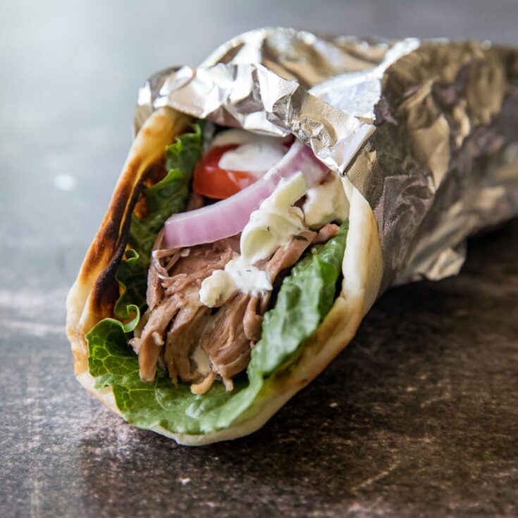 Traeger Gyro with Pulled Lamb