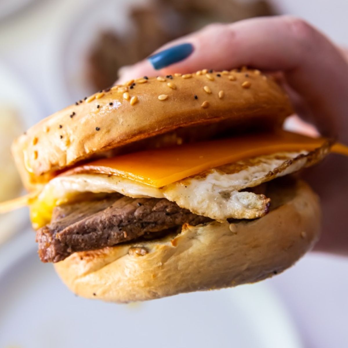 Blackstone Steak and Egg Bagel Sandwich
