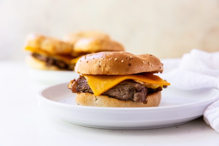 Blackstone Steak and Egg Bagel Sandwich