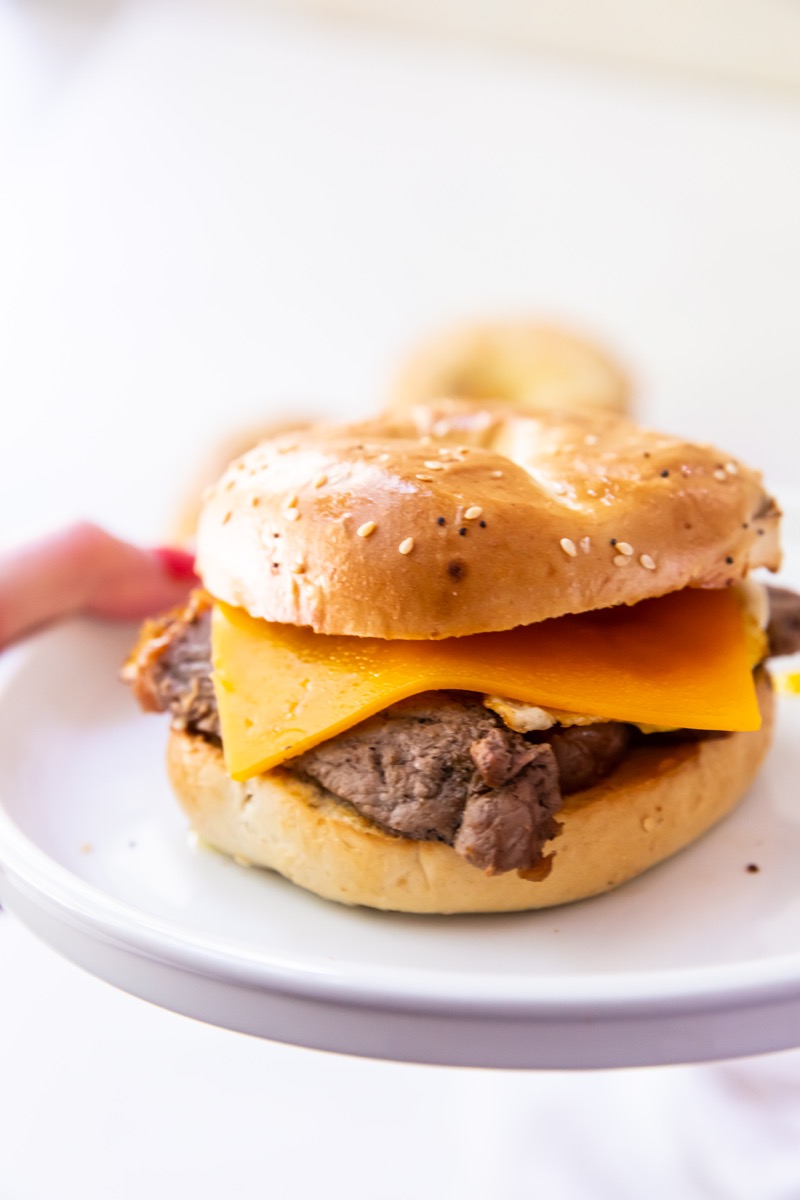 Blackstone Steak and Egg Bagel Sandwich 